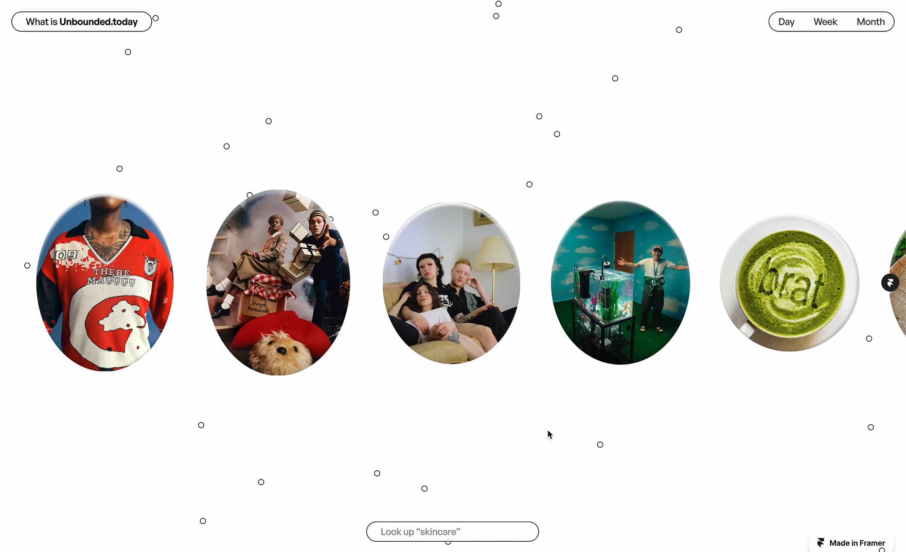 Unbounded.today homepage with clean, one effect background through customizability